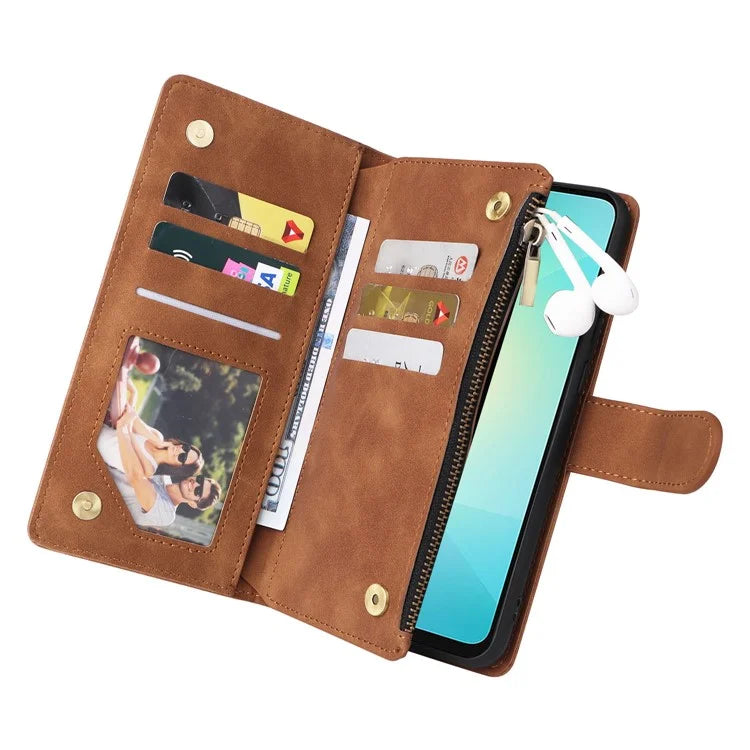For Samsung Galaxy A06 Case Zipper Wallet Multiple Card Slots Leather Phone Cover