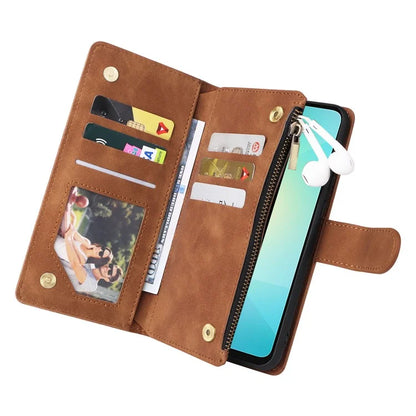 For Samsung Galaxy A06 Case Zipper Wallet Multiple Card Slots Leather Phone Cover