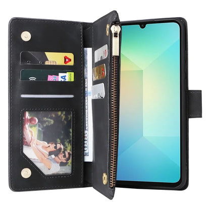 For Samsung Galaxy A06 Case Zipper Wallet Multiple Card Slots Leather Phone Cover