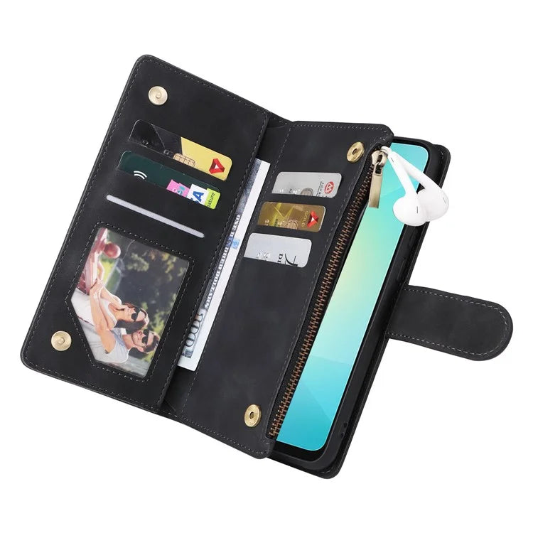 For Samsung Galaxy A06 Case Zipper Wallet Multiple Card Slots Leather Phone Cover