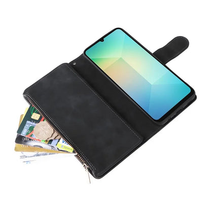 For Samsung Galaxy A06 Case Zipper Wallet Multiple Card Slots Leather Phone Cover