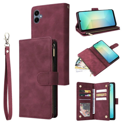 For Samsung Galaxy A06 Case Zipper Wallet Multiple Card Slots Leather Phone Cover