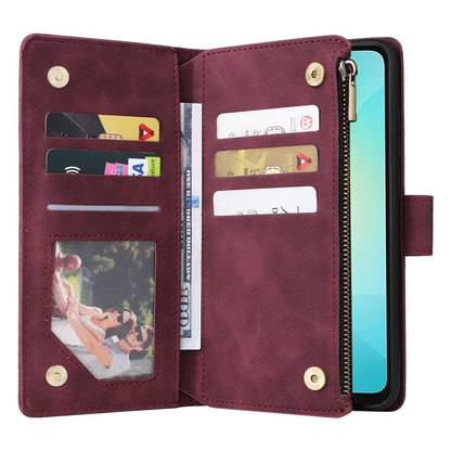 For Samsung Galaxy A06 Case Zipper Wallet Multiple Card Slots Leather Phone Cover
