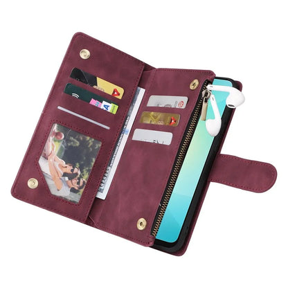 For Samsung Galaxy A06 Case Zipper Wallet Multiple Card Slots Leather Phone Cover