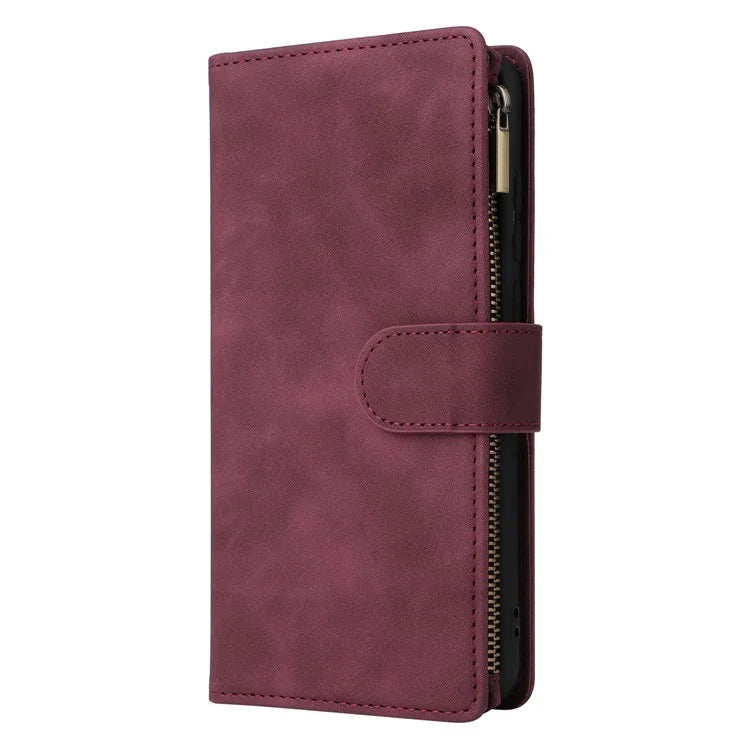 For Samsung Galaxy A06 Case Zipper Wallet Multiple Card Slots Leather Phone Cover
