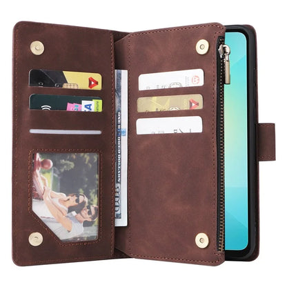 For Samsung Galaxy A06 Case Zipper Wallet Multiple Card Slots Leather Phone Cover