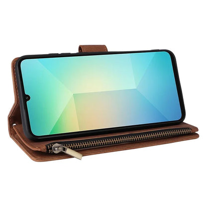 For Samsung Galaxy A06 Case Zipper Wallet Multiple Card Slots Leather Phone Cover