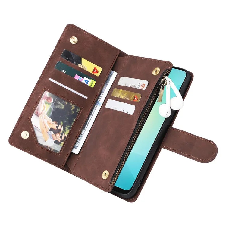 For Samsung Galaxy A06 Case Zipper Wallet Multiple Card Slots Leather Phone Cover