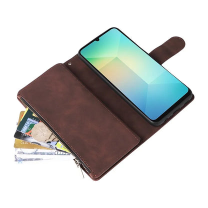 For Samsung Galaxy A06 Case Zipper Wallet Multiple Card Slots Leather Phone Cover