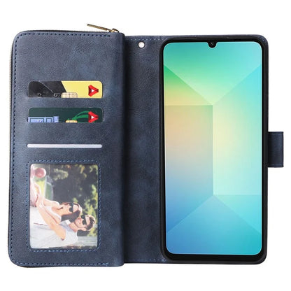 For Samsung Galaxy A06 Case Zipper Pocket PU Leather Phone Cover with Hand Strap