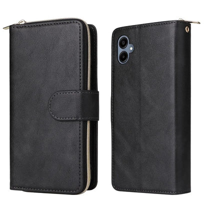 For Samsung Galaxy A06 Case Zipper Pocket PU Leather Phone Cover with Hand Strap