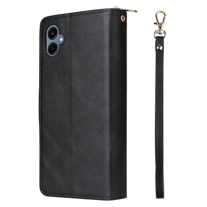 For Samsung Galaxy A06 Case Zipper Pocket PU Leather Phone Cover with Hand Strap