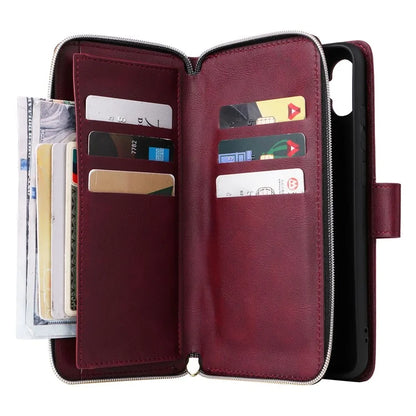 For Samsung Galaxy A06 Case Zipper Pocket PU Leather Phone Cover with Hand Strap