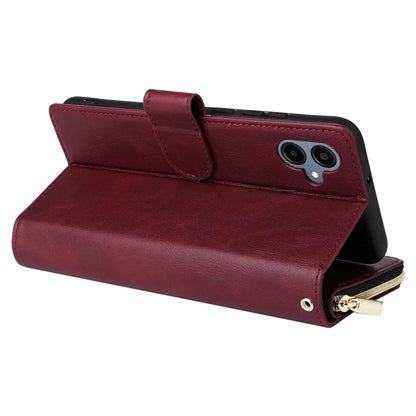 For Samsung Galaxy A06 Case Zipper Pocket PU Leather Phone Cover with Hand Strap