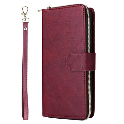 For Samsung Galaxy A06 Case Zipper Pocket PU Leather Phone Cover with Hand Strap