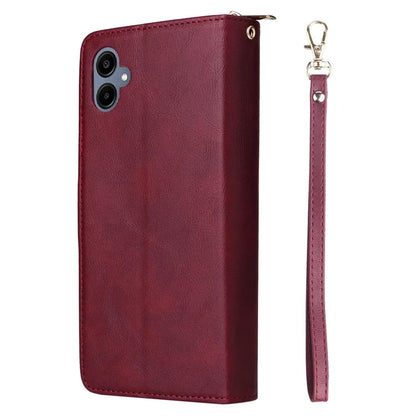 For Samsung Galaxy A06 Case Zipper Pocket PU Leather Phone Cover with Hand Strap