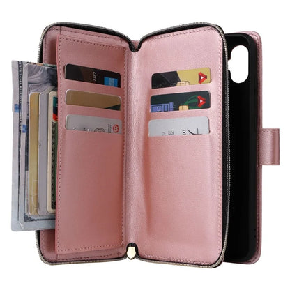 For Samsung Galaxy A06 Case Zipper Pocket PU Leather Phone Cover with Hand Strap