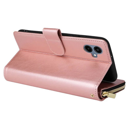 For Samsung Galaxy A06 Case Zipper Pocket PU Leather Phone Cover with Hand Strap