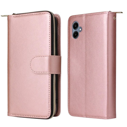 For Samsung Galaxy A06 Case Zipper Pocket PU Leather Phone Cover with Hand Strap