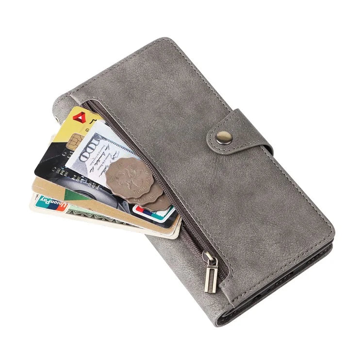 For Samsung Galaxy A06 Case Zipper Wallet Leather Stand Phone Cover Rivet Decor