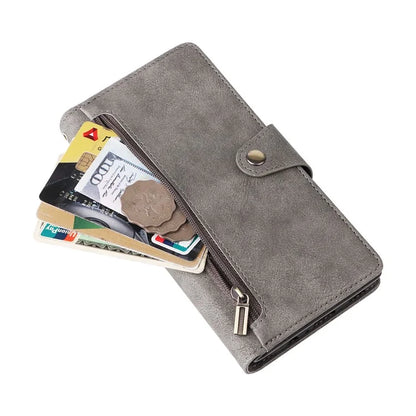 For Samsung Galaxy A06 Case Zipper Wallet Leather Stand Phone Cover Rivet Decor