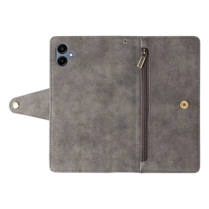 For Samsung Galaxy A06 Case Zipper Wallet Leather Stand Phone Cover Rivet Decor