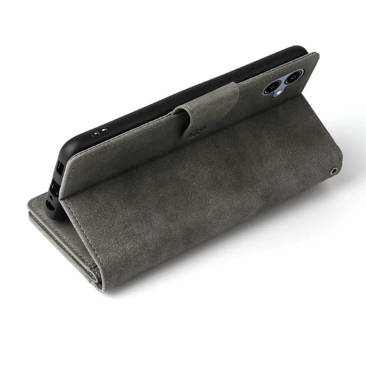 For Samsung Galaxy A06 Case Zipper Wallet Leather Stand Phone Cover Rivet Decor