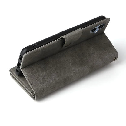For Samsung Galaxy A06 Case Zipper Wallet Leather Stand Phone Cover Rivet Decor