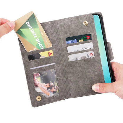 For Samsung Galaxy A06 Case Zipper Wallet Leather Stand Phone Cover Rivet Decor
