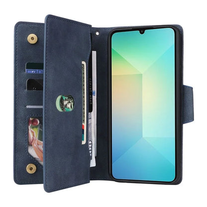 For Samsung Galaxy A06 Case Zipper Wallet Leather Stand Phone Cover Rivet Decor