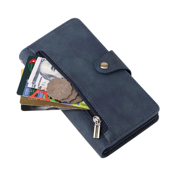 For Samsung Galaxy A06 Case Zipper Wallet Leather Stand Phone Cover Rivet Decor