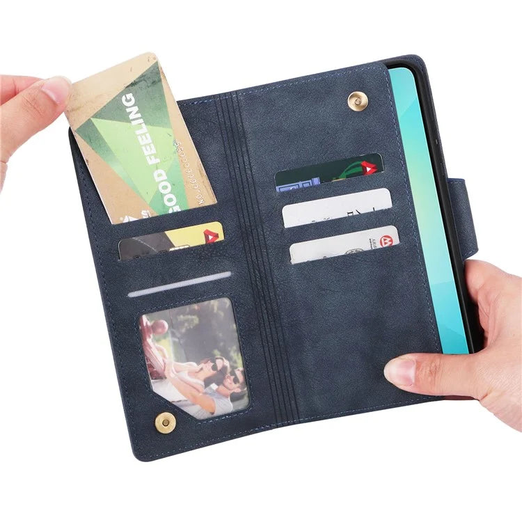 For Samsung Galaxy A06 Case Zipper Wallet Leather Stand Phone Cover Rivet Decor