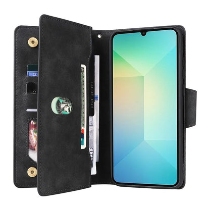 For Samsung Galaxy A06 Case Zipper Wallet Leather Stand Phone Cover Rivet Decor