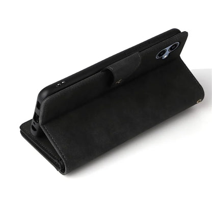 For Samsung Galaxy A06 Case Zipper Wallet Leather Stand Phone Cover Rivet Decor