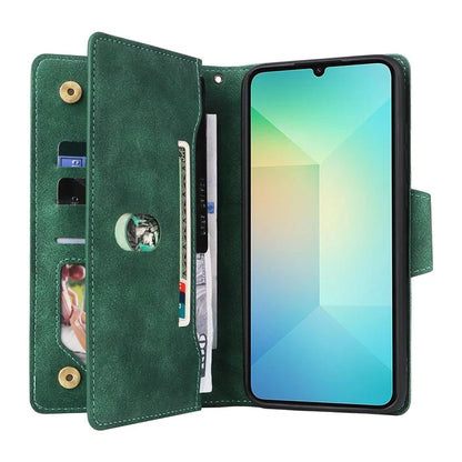 For Samsung Galaxy A06 Case Zipper Wallet Leather Stand Phone Cover Rivet Decor