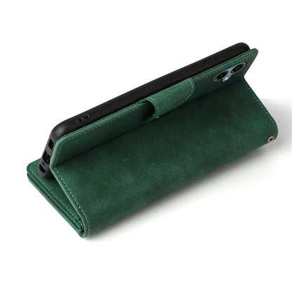 For Samsung Galaxy A06 Case Zipper Wallet Leather Stand Phone Cover Rivet Decor