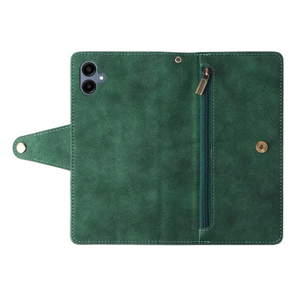 For Samsung Galaxy A06 Case Zipper Wallet Leather Stand Phone Cover Rivet Decor