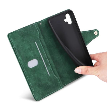 For Samsung Galaxy A06 Case Zipper Wallet Leather Stand Phone Cover Rivet Decor