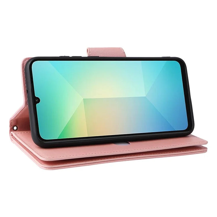 For Samsung Galaxy A06 Case Zipper Wallet Leather Stand Phone Cover Rivet Decor