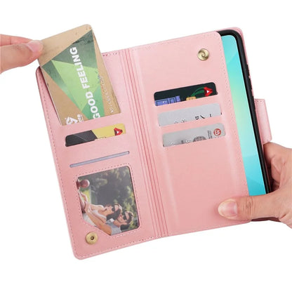 For Samsung Galaxy A06 Case Zipper Wallet Leather Stand Phone Cover Rivet Decor