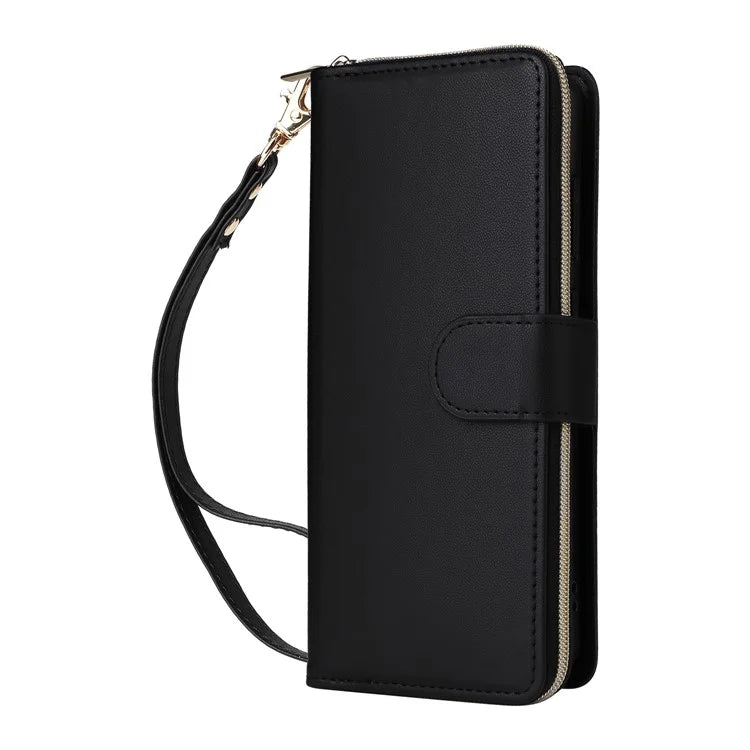 R20 For Samsung Galaxy A16 5G Case Zipper Pocket PU Leather Cover with 9 Card Slots