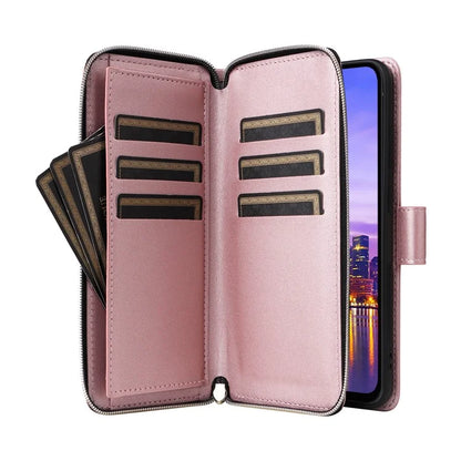 R20 For Samsung Galaxy A16 5G Case Zipper Pocket PU Leather Cover with 9 Card Slots