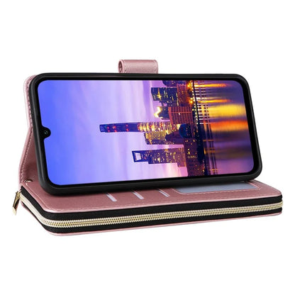 R20 For Samsung Galaxy A16 5G Case Zipper Pocket PU Leather Cover with 9 Card Slots