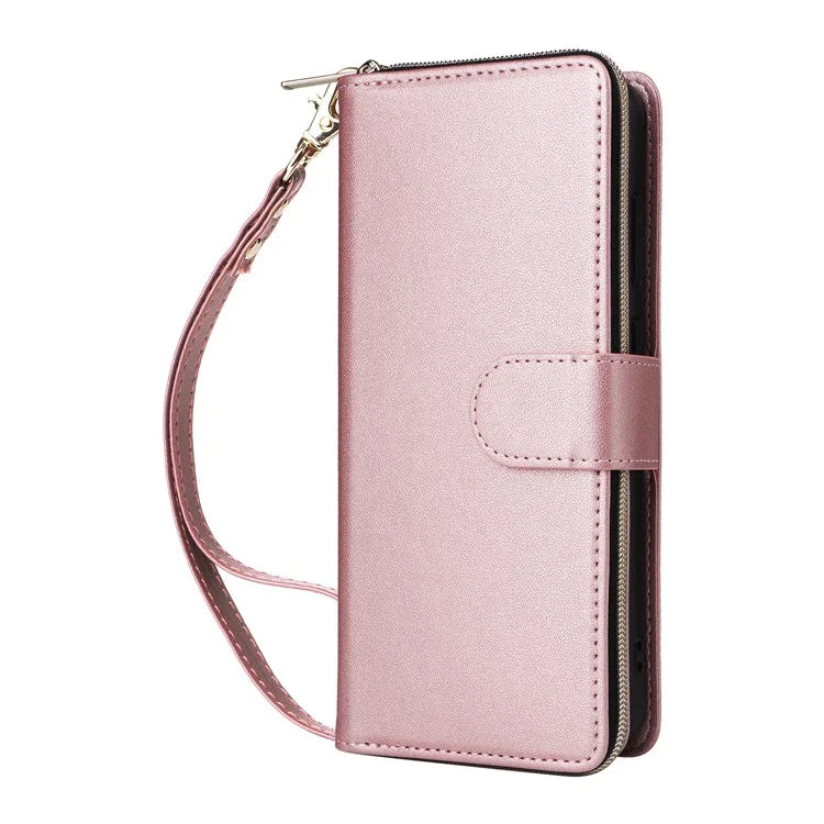 R20 For Samsung Galaxy A16 5G Case Zipper Pocket PU Leather Cover with 9 Card Slots