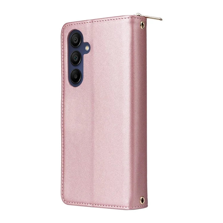 R20 For Samsung Galaxy A16 5G Case Zipper Pocket PU Leather Cover with 9 Card Slots