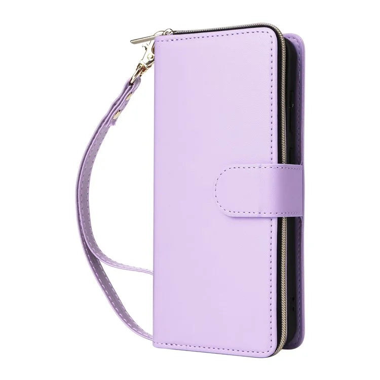 R20 For Samsung Galaxy A16 5G Case Zipper Pocket PU Leather Cover with 9 Card Slots