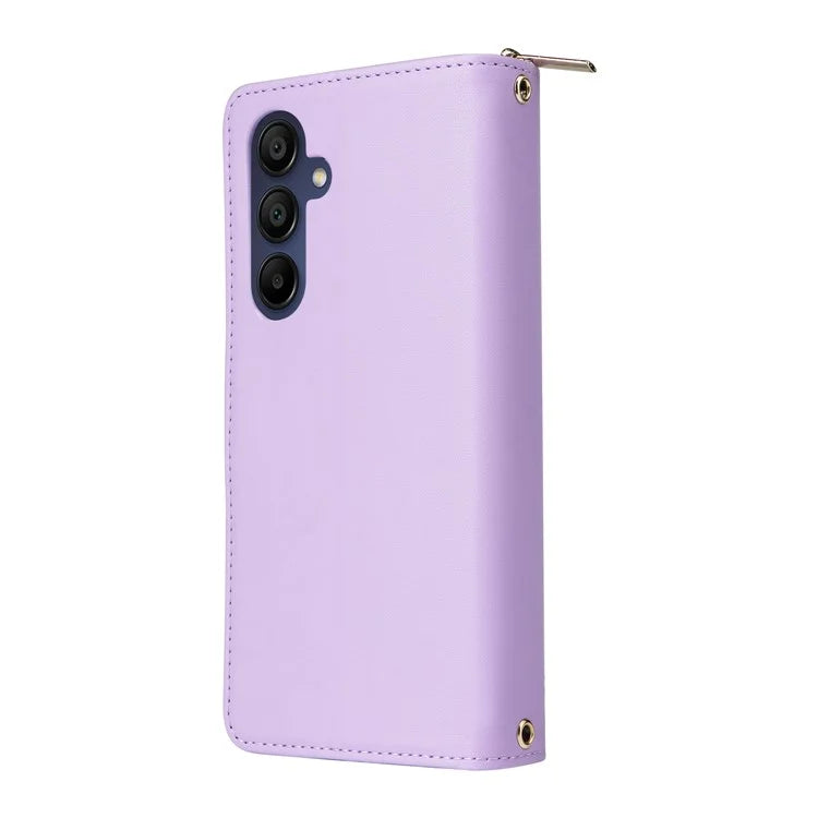 R20 For Samsung Galaxy A16 5G Case Zipper Pocket PU Leather Cover with 9 Card Slots