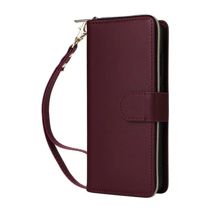 R20 For Samsung Galaxy A16 5G Case Zipper Pocket PU Leather Cover with 9 Card Slots