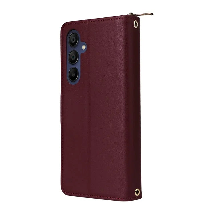 R20 For Samsung Galaxy A16 5G Case Zipper Pocket PU Leather Cover with 9 Card Slots