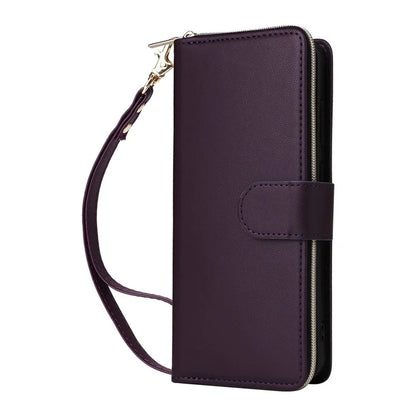 R20 For Samsung Galaxy A16 5G Case Zipper Pocket PU Leather Cover with 9 Card Slots